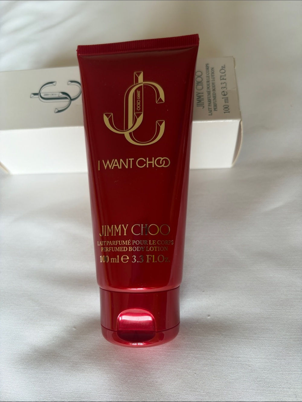 Jimmy Choo I Want Choo Perfumed Body Lotion - Red with Gold Logo